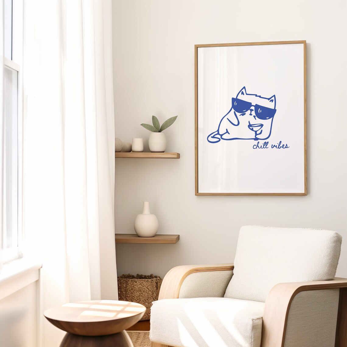 Chill Vibes Cat Quote Poster, Trendy Apartment Decor - Image 2