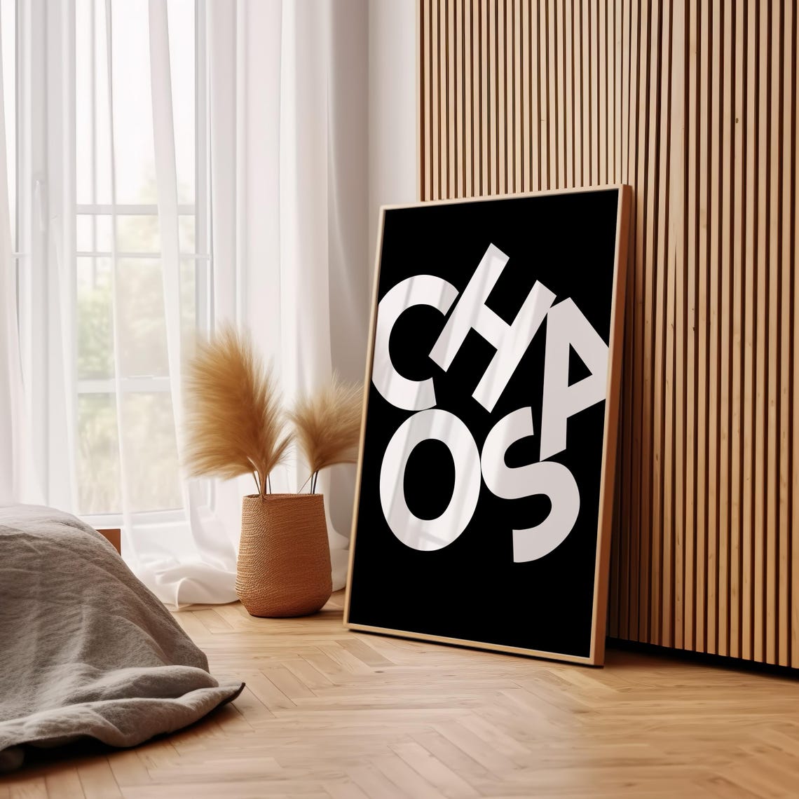 Chaos Bold White Scattered Typography Black Maximalist Poster - Image 2