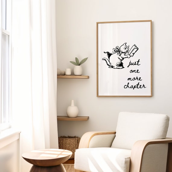 Trendy Reading Poster Book Lover Wall Art Vintage Funny Read Book Poster Reading Art Prints Vintage Cat Print Library Wall Art