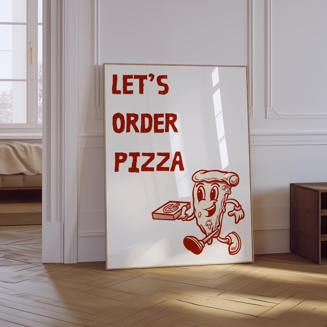 Lets Order Pizza Retro Kitchen Poster Print