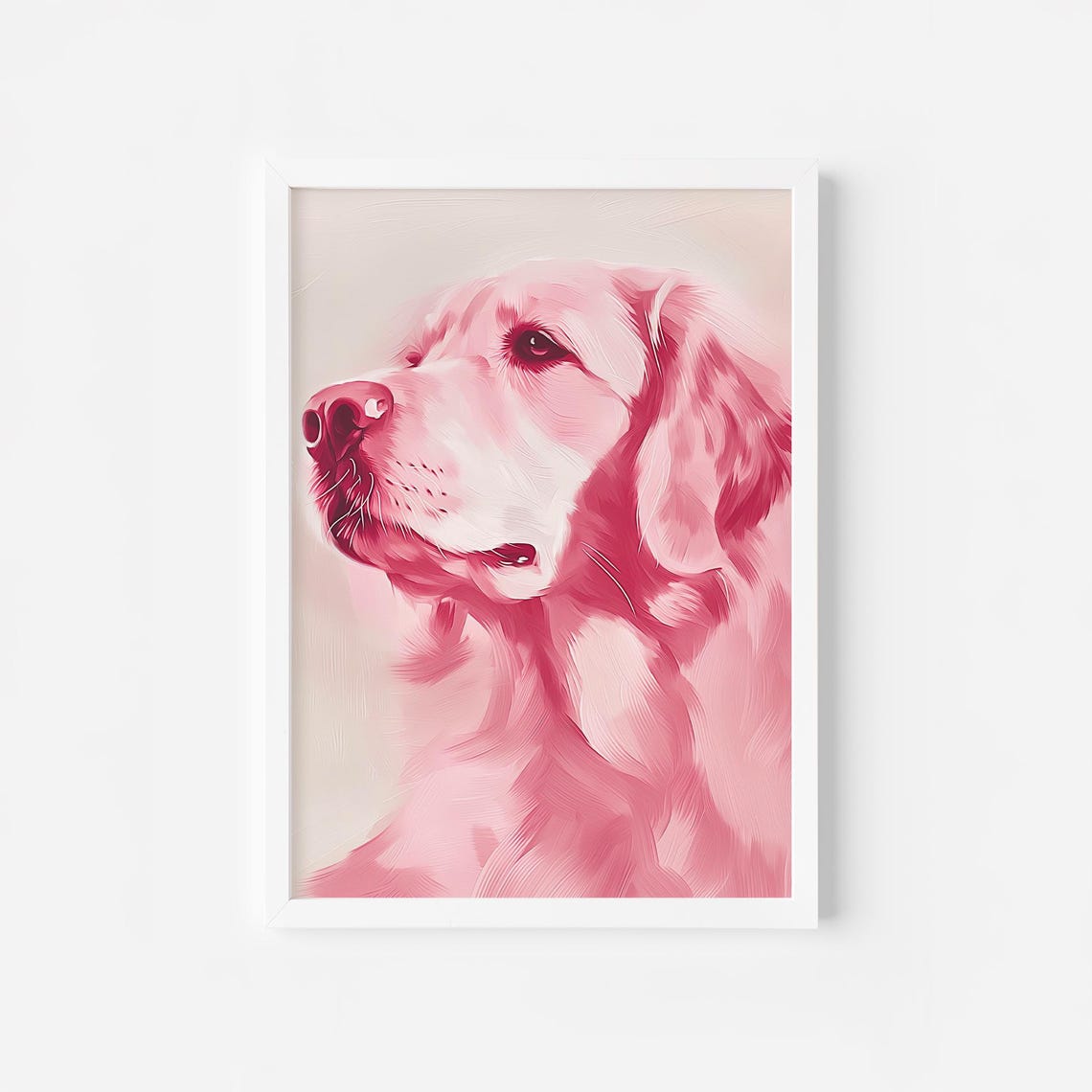 Pink Monochrome Golden Retriever Portrait Modern Dog Art Poster