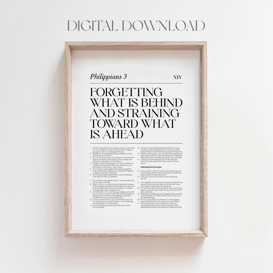 Philippians 3 Forgetting What Is Behind Bible Chapter Poster Bible Verse Wall Art Modern Minimalist Christian Wall Art - Image 3