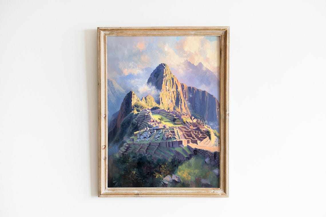 Machu Picchu Peru Andes Mountains Misty Morning Landscape Poster