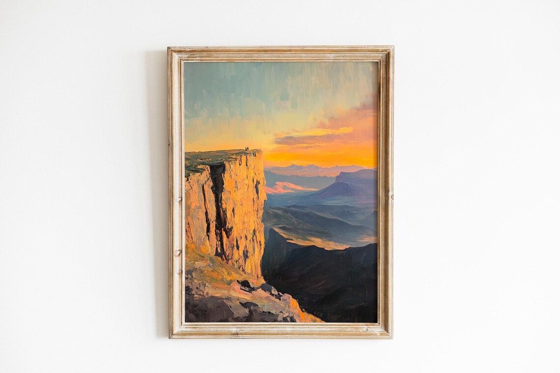 Rugged Mountain Peak At Sunrise Warm Golden Landscape Wall Art