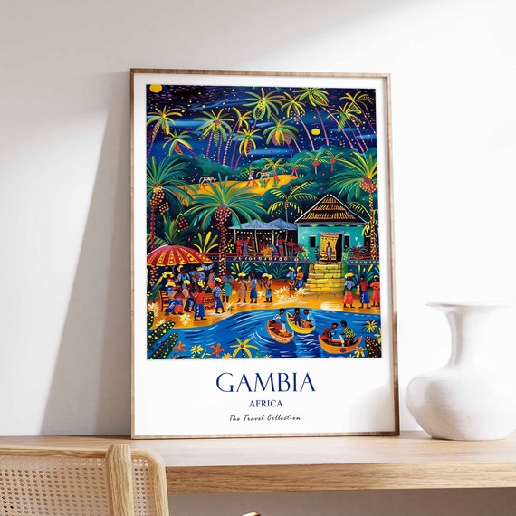 Gambia Poster West Africa African Print Wall Decor Beach Travel Art