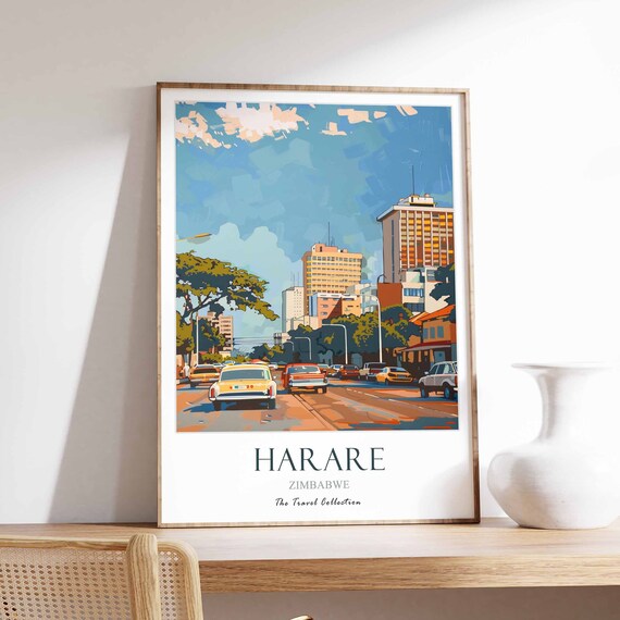 Harare Zimbabwe City Street Vintage Travel Collection Poster