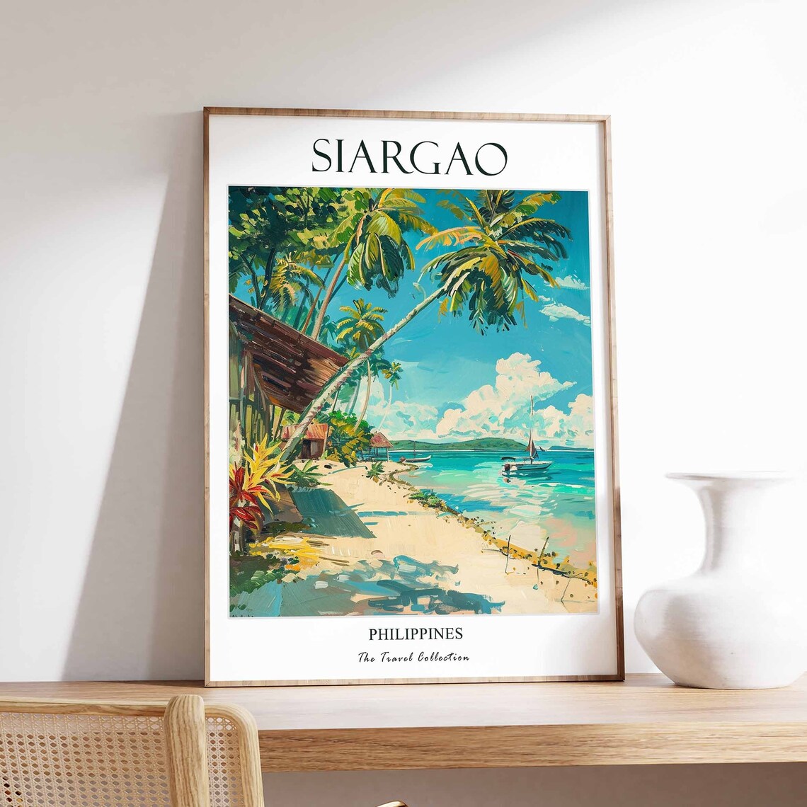 Siargao Philippines Tropical Beach Palms Travel Collection Art Poster