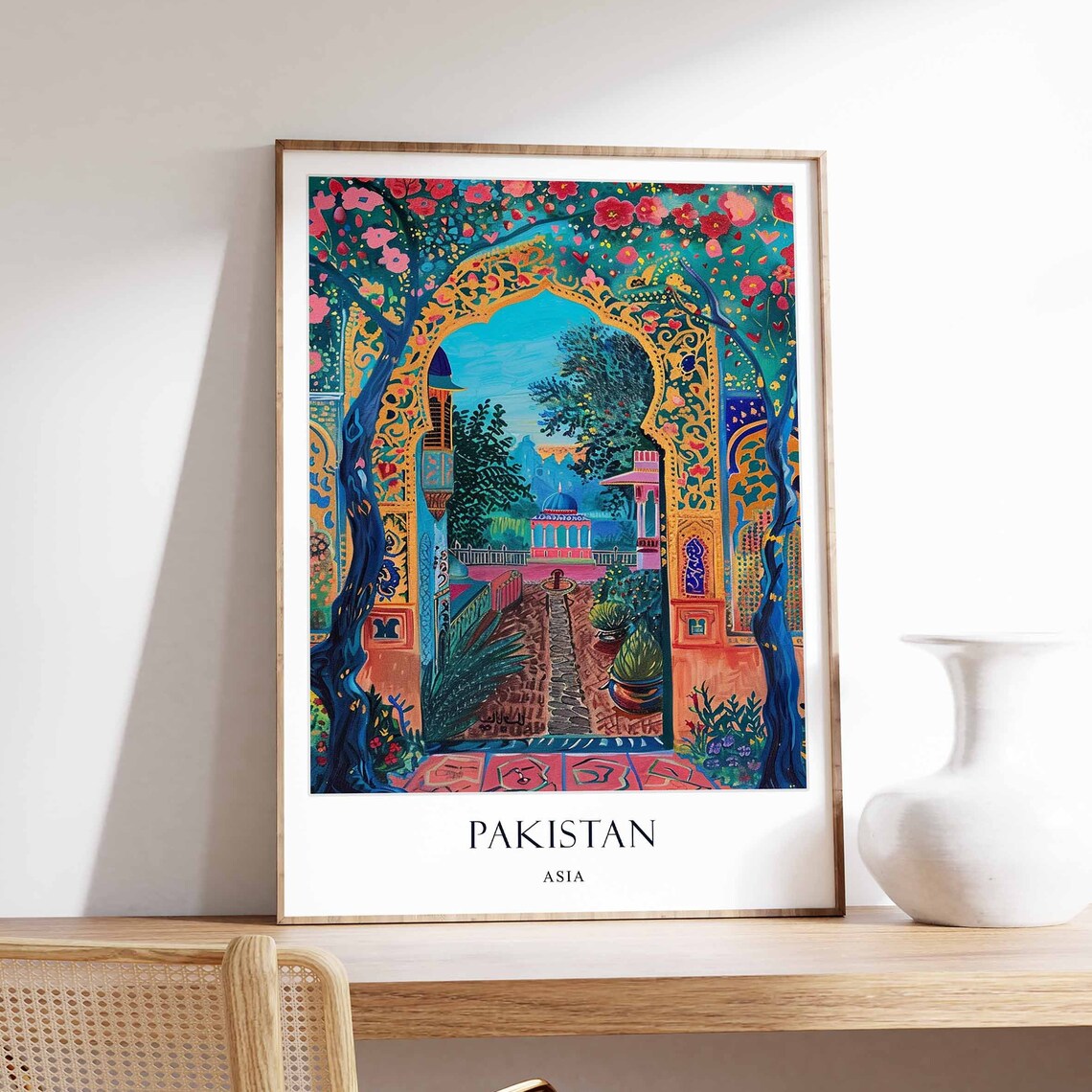 Pakistan Travel Poster, Islamic Decor Art