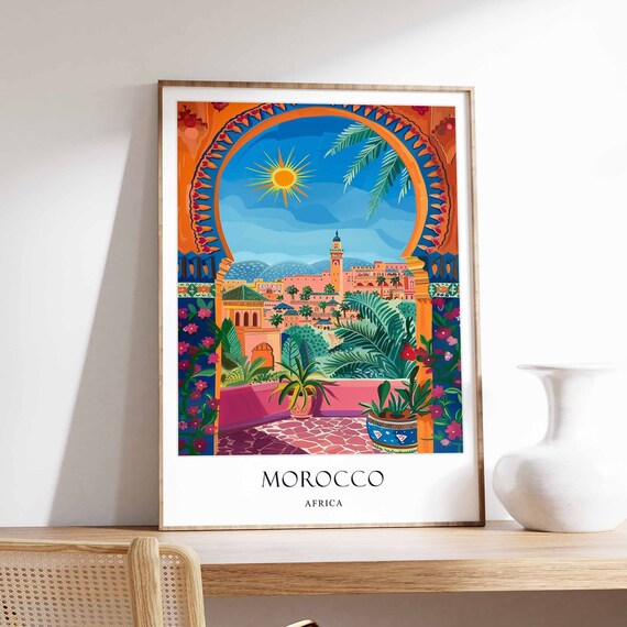 Morocco Africa Bright Sunlit City Archway Moroccan Old Town Poster