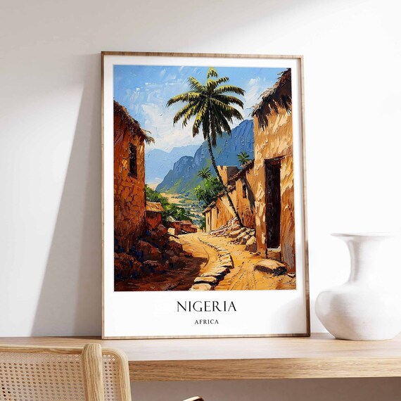 Nigeria Poster West Africa Wall Decor Nigerian Landscape Art Lagos Cityscape Heritage Print Travel