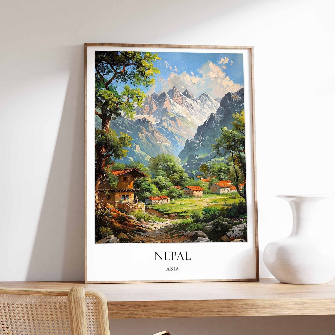 Nepal Asia Himalaya Mountain Village Scenic Art Travel Poster