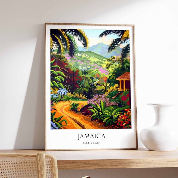 Jamaica Poster Jamaican Beach Decor Caribbean Wall Art Island Paradise Tropical Landscape Print Travel