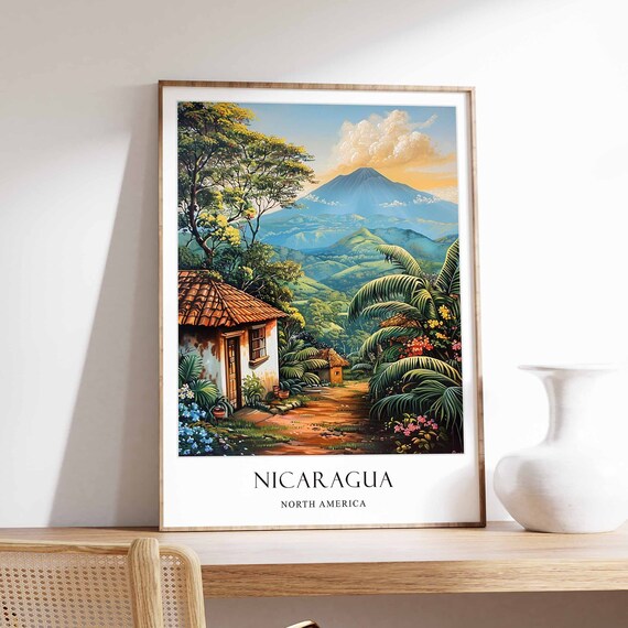 Nicaragua Poster Tourism Decor Wall Art Managua Cityscape Central America Prints Travel