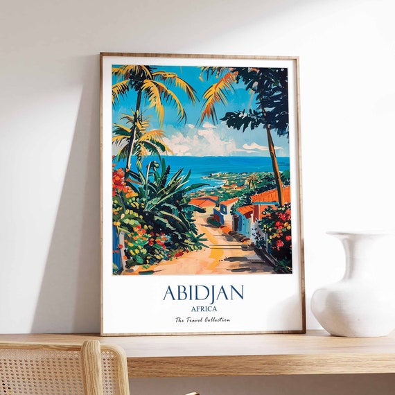 Abidjan Poster Ivory Coast Africa West African Beach Cultural Wall Decor Art Print
