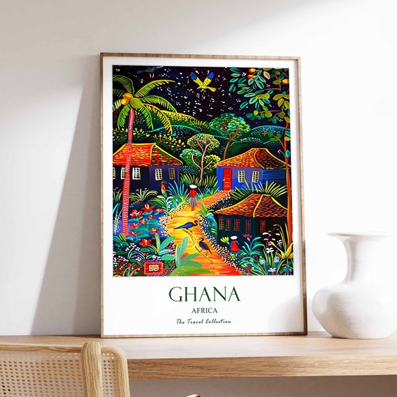 Ghana Poster Africa Travel African Print Wall Decor Beach Artwork