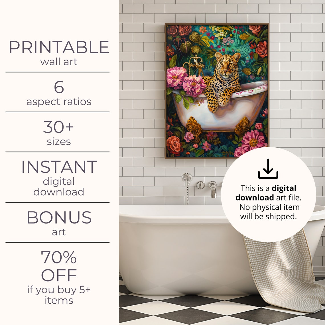Leopard In A Bathtub, Maximalist Oil Painting Poster - Image 4