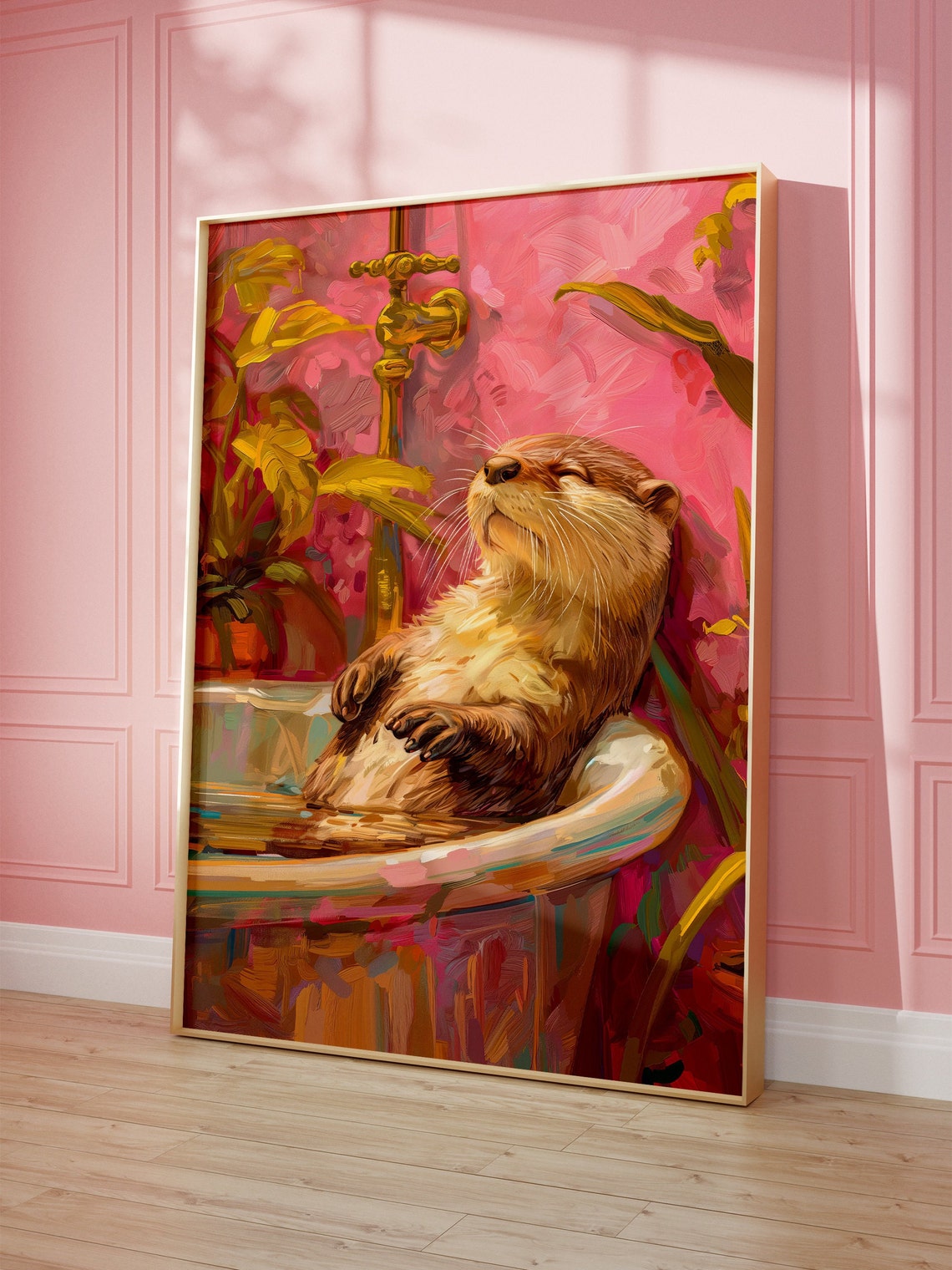 Cute Otter Poster Print, Bathroom Wall Art