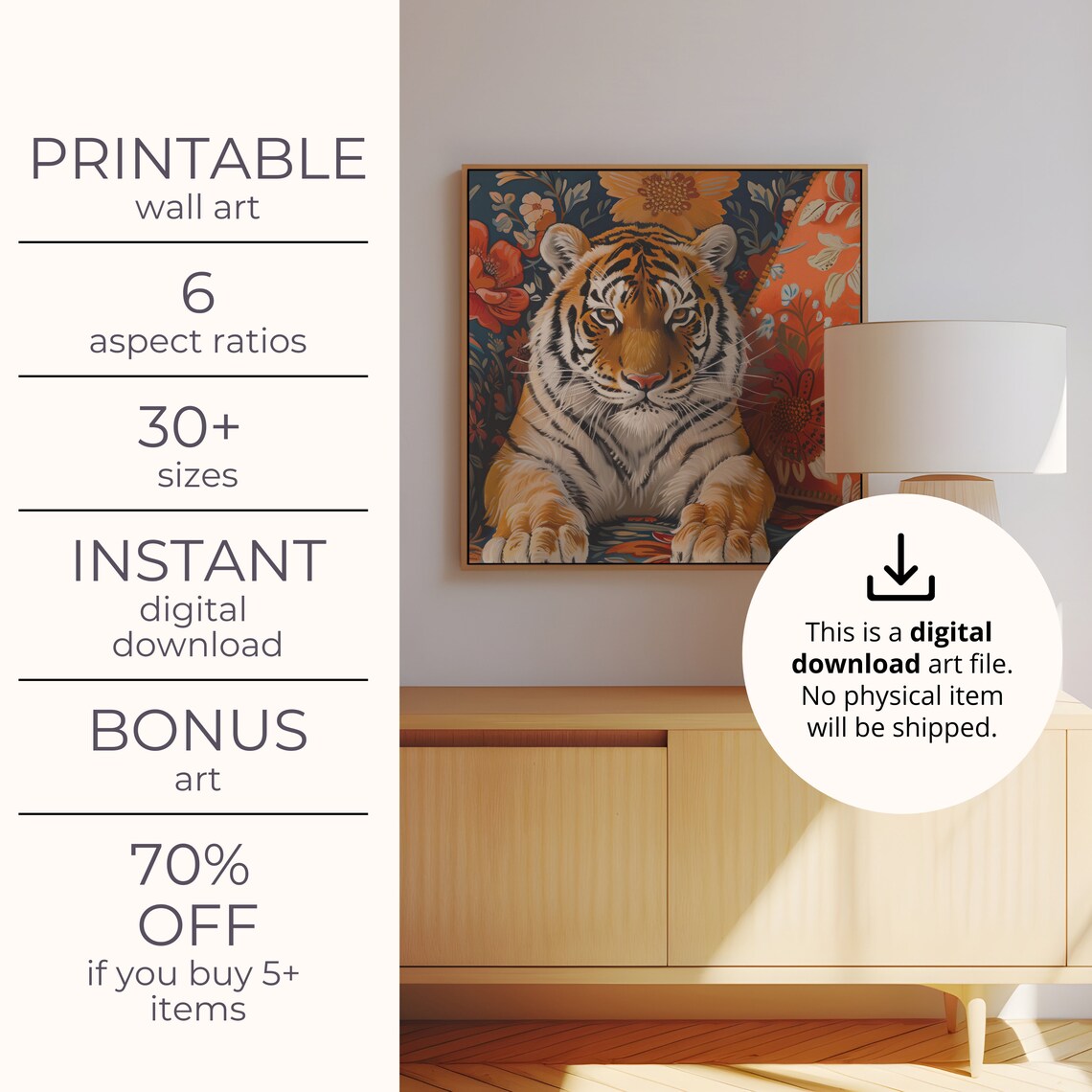 Tiger Laying On Couch, Maximalist Oil Painting - Image 4