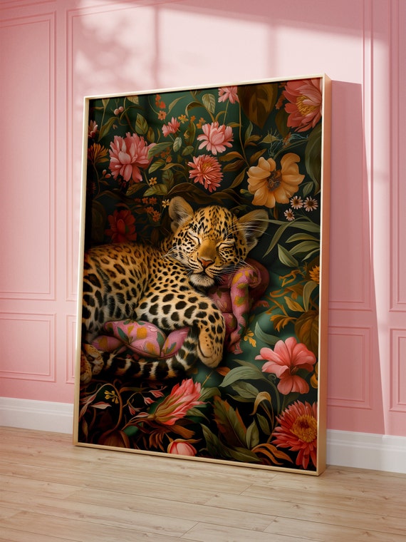 Sleeping Leopard - Maximalist Oil Painting