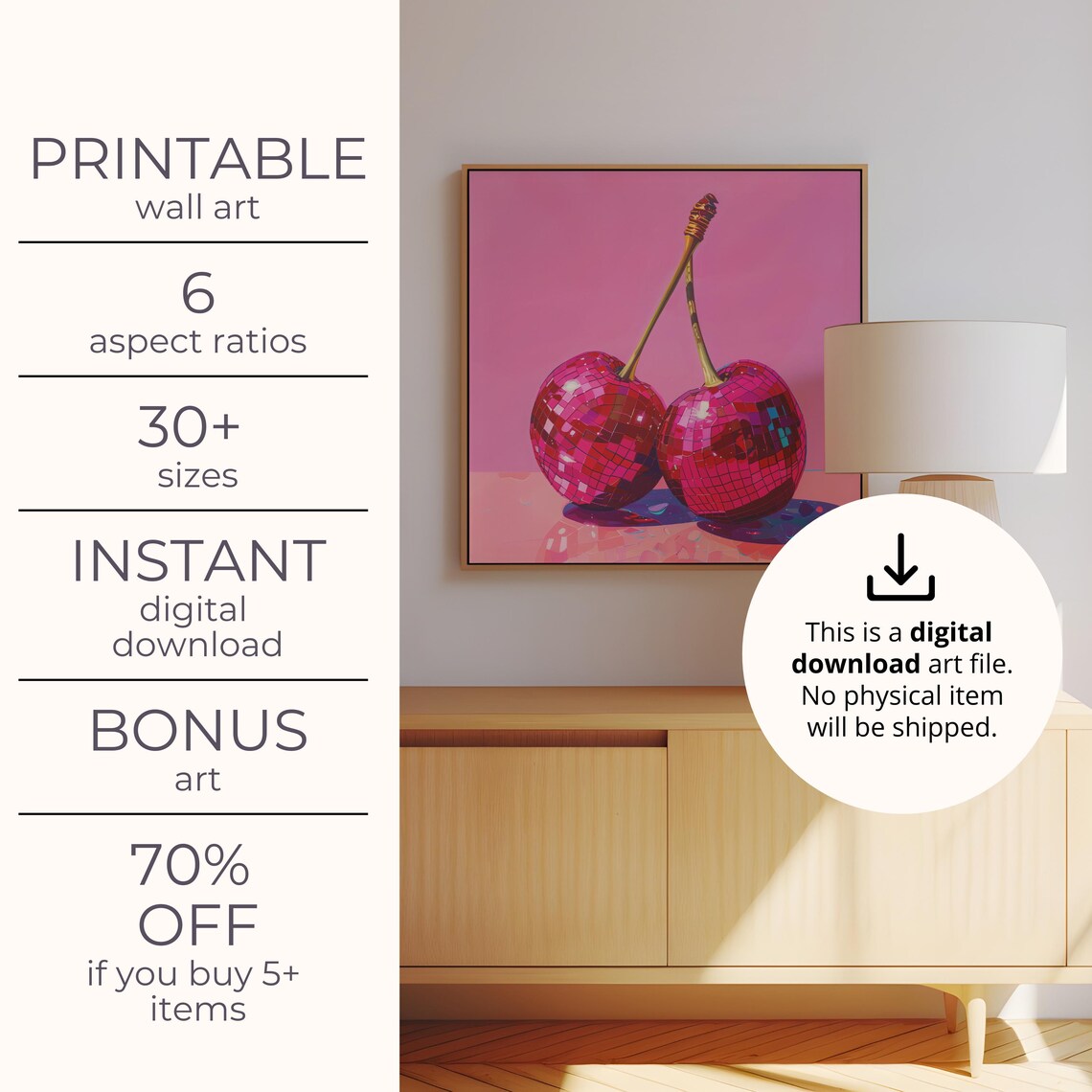 Cherries Disco Ball Poster, Maximalist Dining Room - Image 4