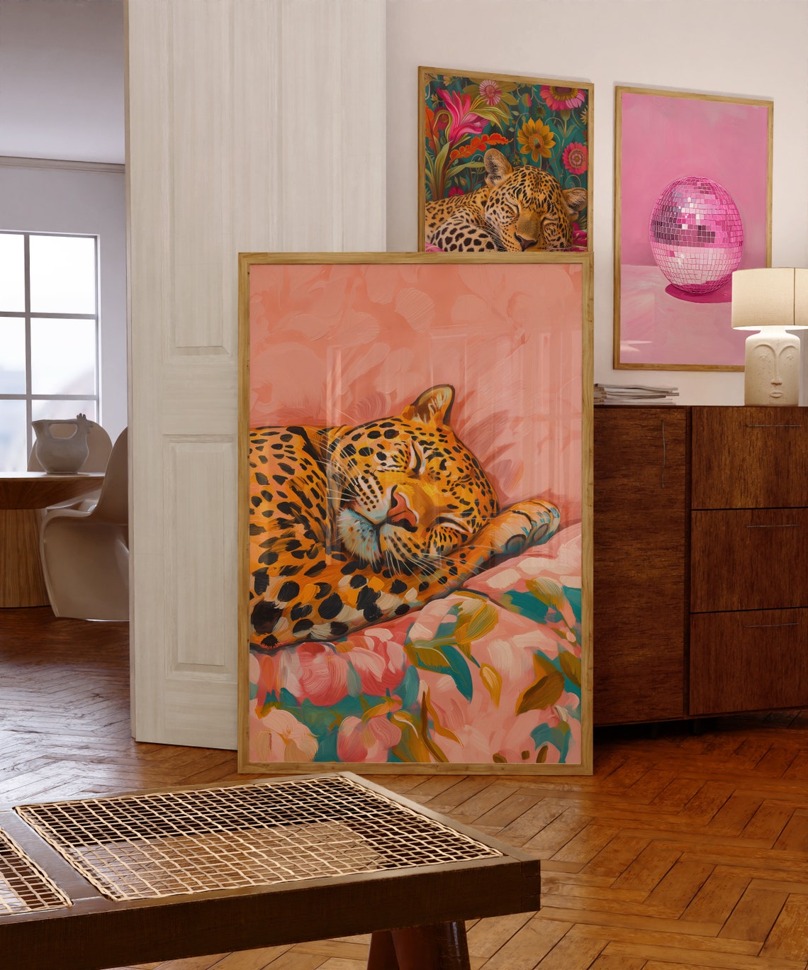 Sleeping Leopard Maximalist Poster Print