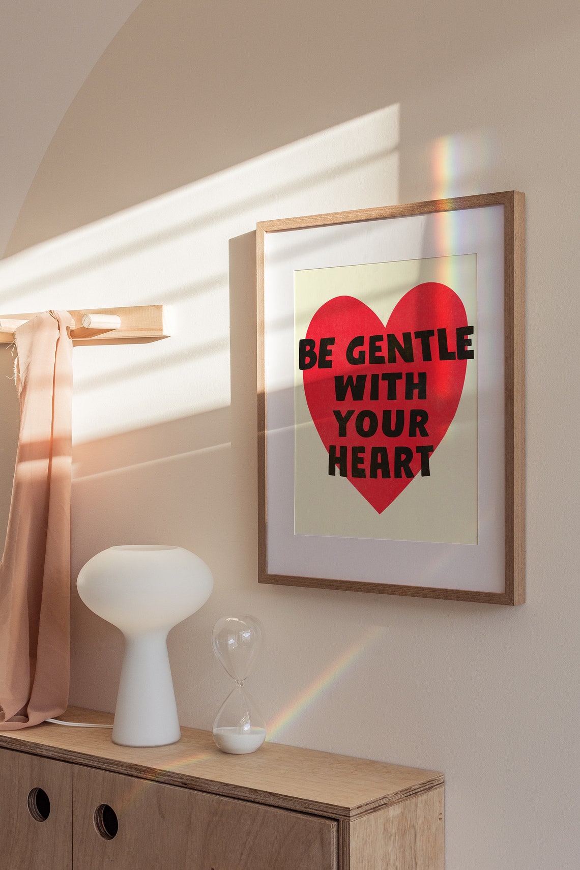 Be Gentle With Your Heart Red Heart Self Care Reminder Quote Poster - Image 2