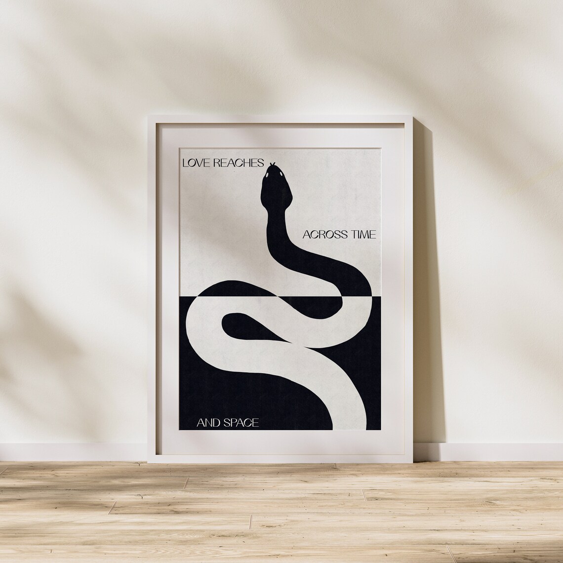 Love Reaches Across Time And Space Snake Black White Art Poster - Image 2