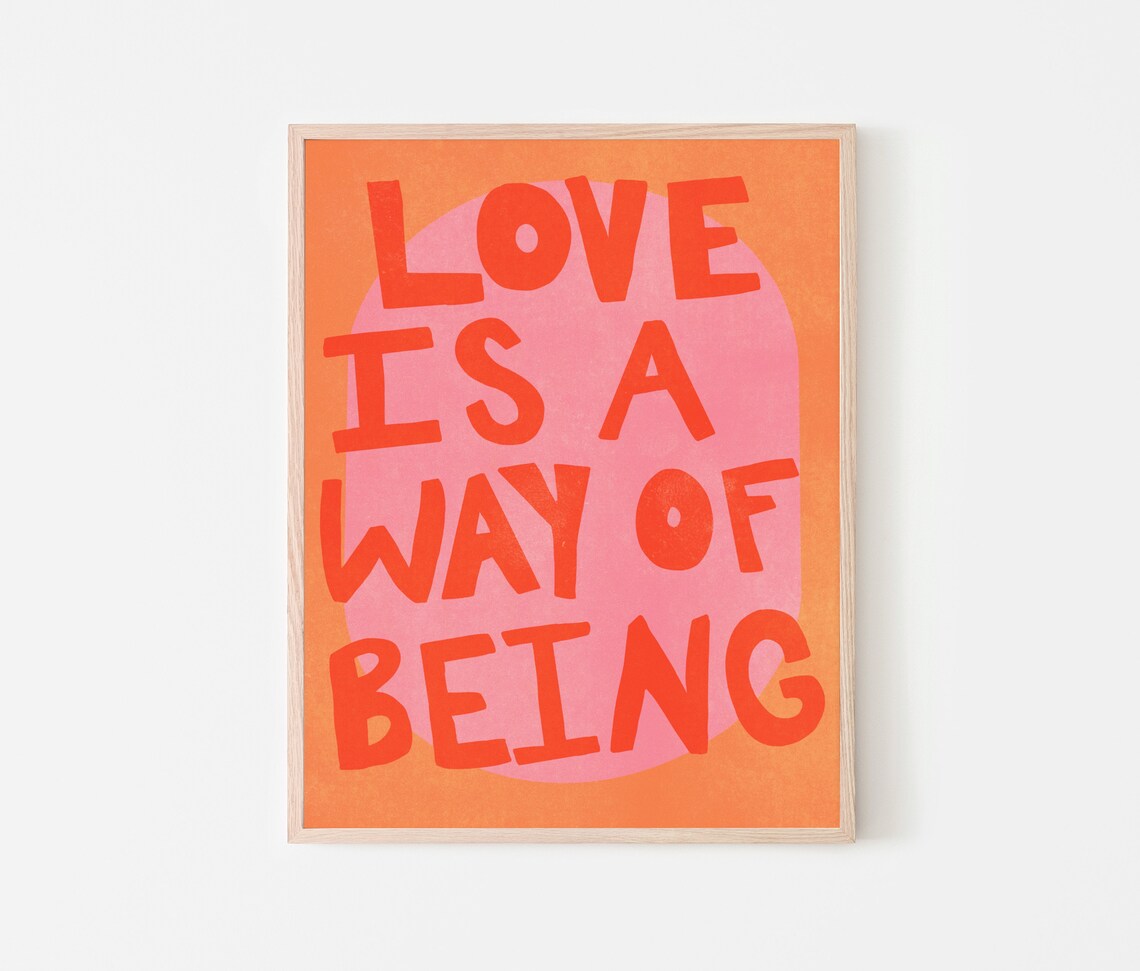 Boho Love Is A Way Typography Poster, Retro 70s - Image 3