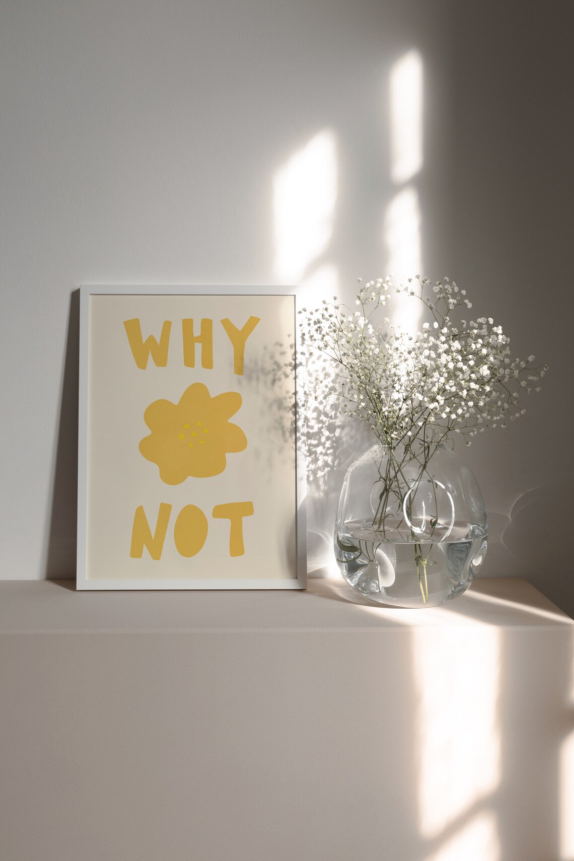 Why Not Sunshine Yellow Flower Quote Minimalist Positive Art Poster - Image 3