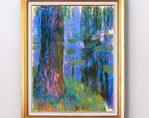 Claude Monet Weeping Willow Water Lily Pond Blue Reflections Poster