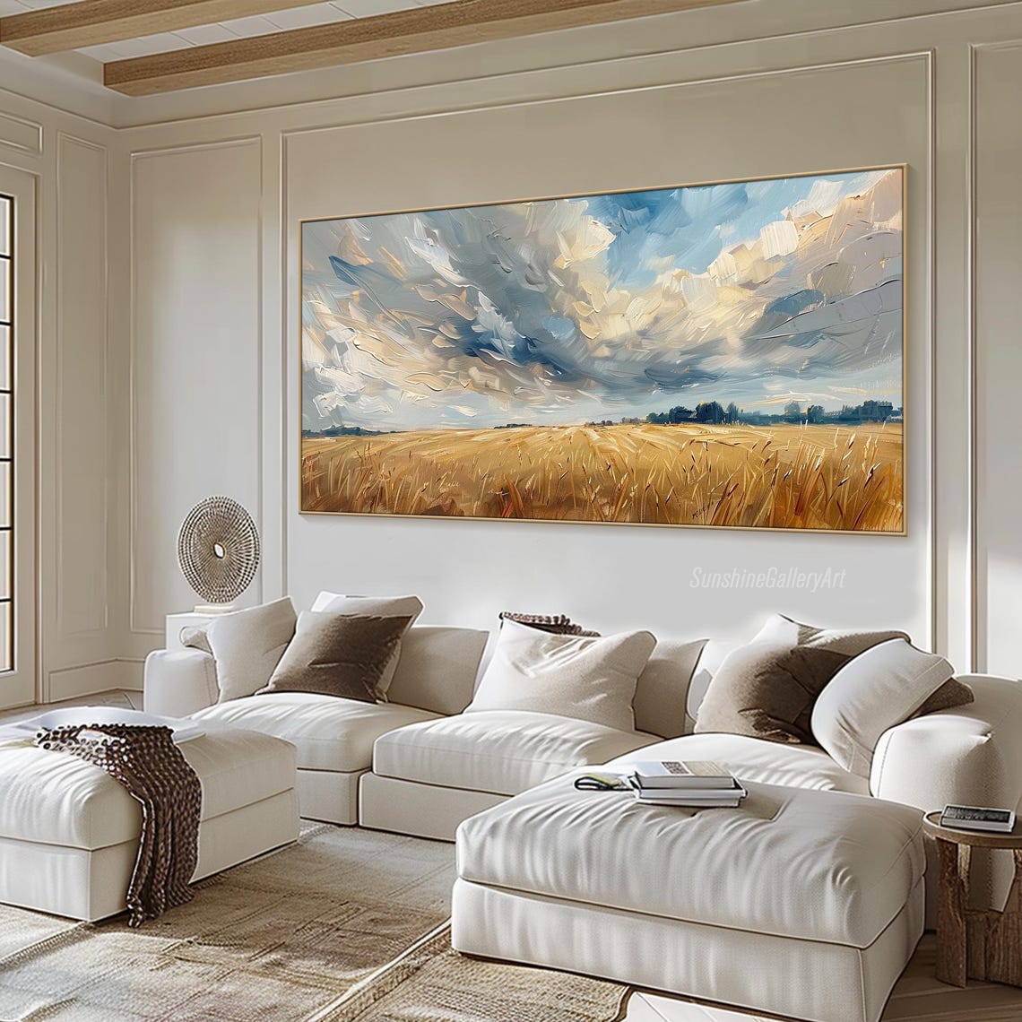 Golden Wheat Field Under Dramatic Cloudy Summer Sky Art Poster - Image 3