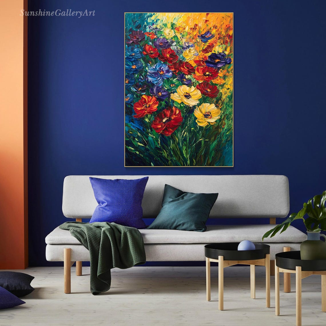 Rainbow Flower Garden In Red Blue Yellow And Purple Art Poster - Image 3