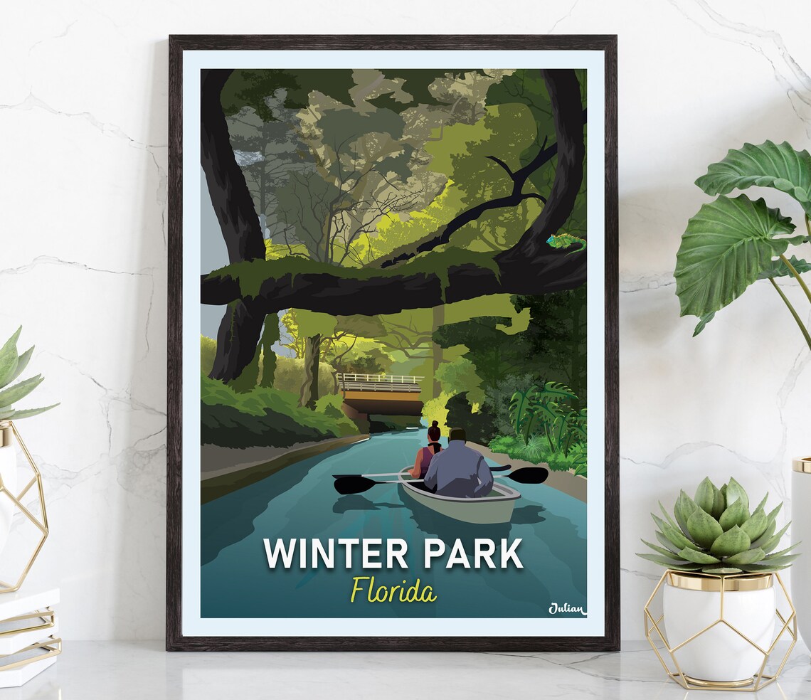 Winter Park Florida Scenic Canal Canoe Trip Adventure Travel Poster
