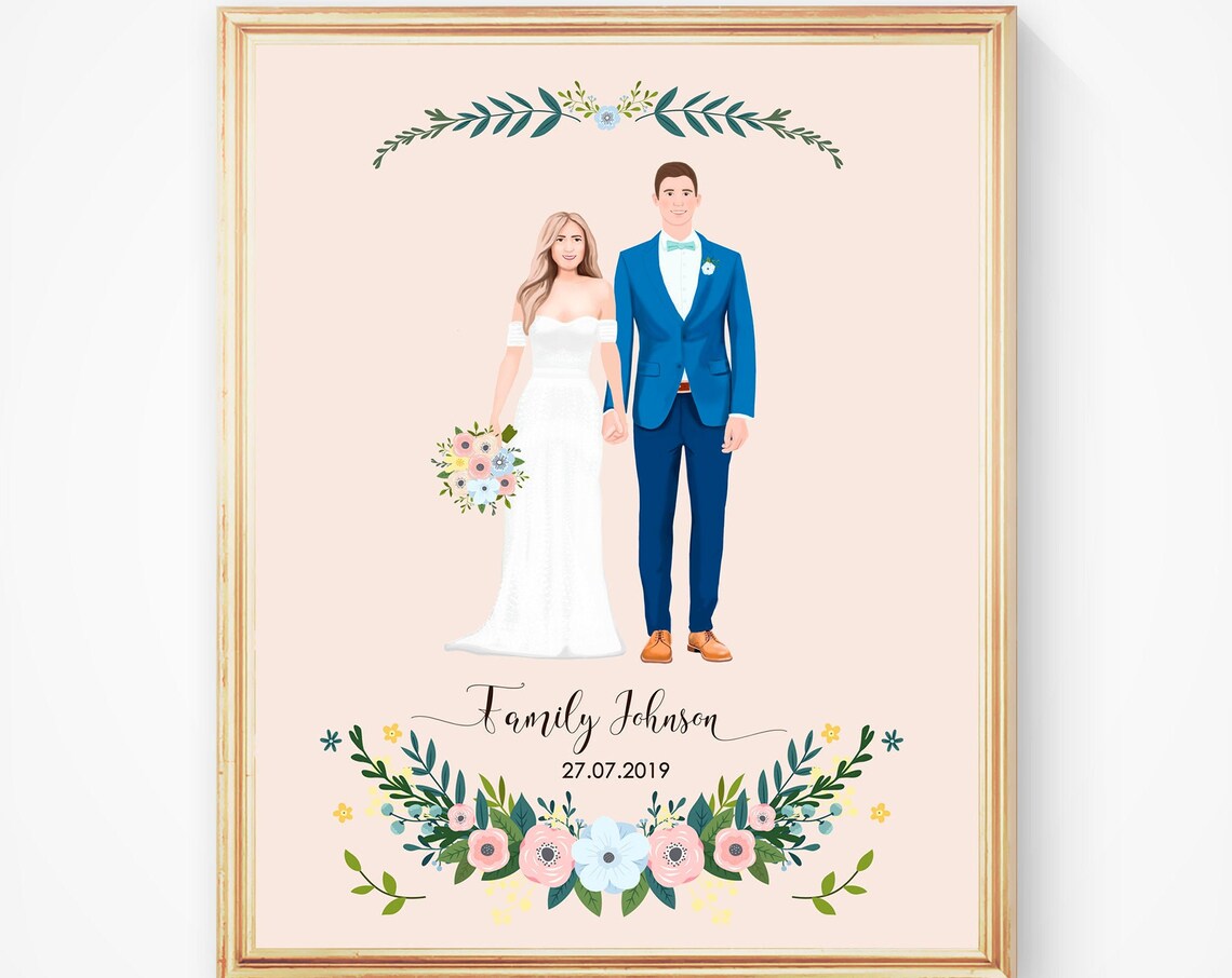 Johnson Wedding Couple Floral Portrait 27.07.2019 Custom Poster
