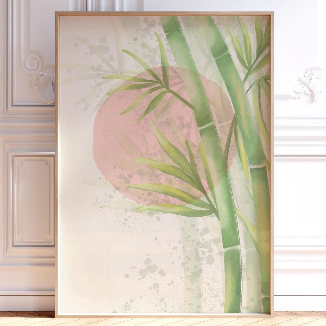 Japandi Bamboo Wall Art Print Japanese Painting Wabi Sabi Neutral Decor Nature Minimalist