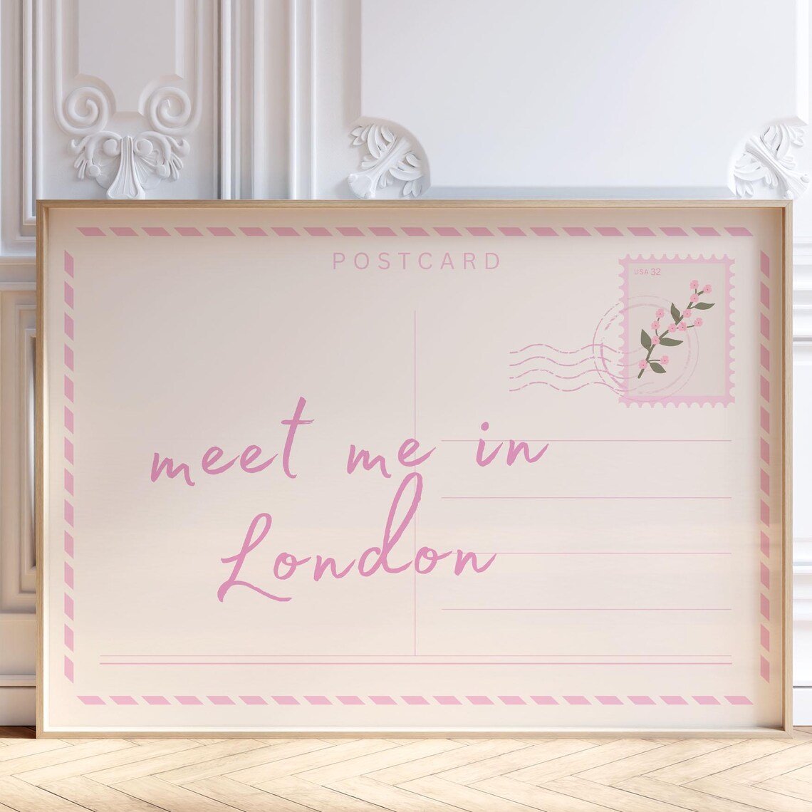 Meet Me In London Travel Poster, Preppy Wall Art