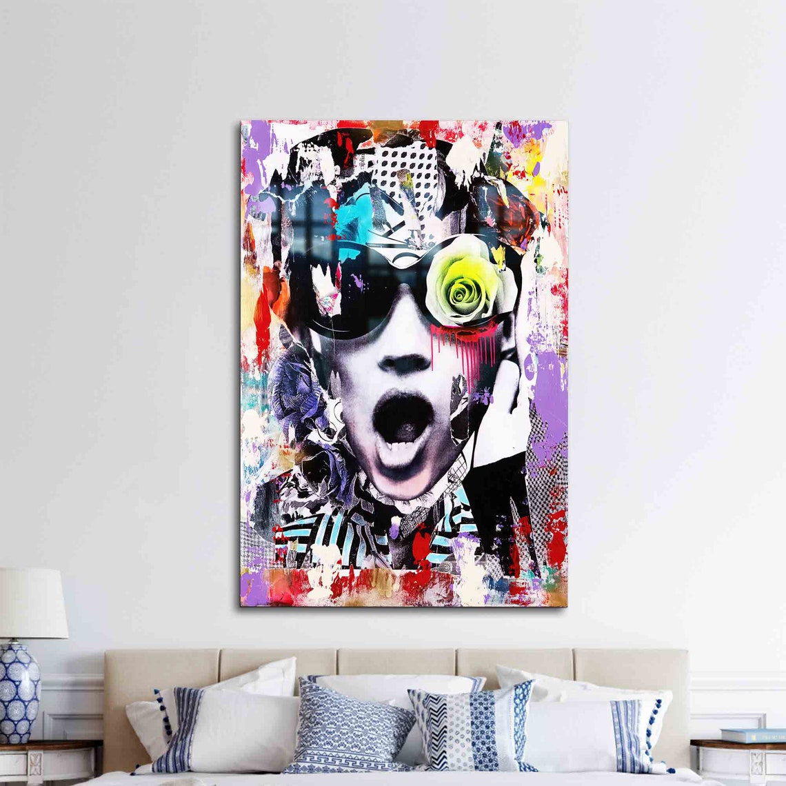 Pop Art Woman Face Collage Colorful Graffiti Street Art Poster