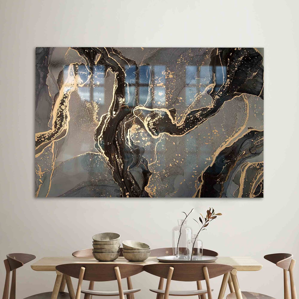 Black and Gold Marble Abstract Luxury Modern Wall Poster Decor