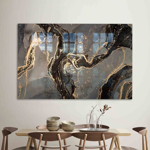 Black and Gold Marble Abstract Luxury Modern Wall Poster Decor