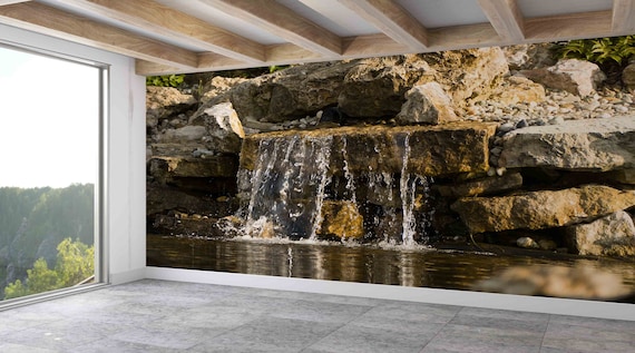 Waterfall Water Landscape Mural, Serenity Art Print