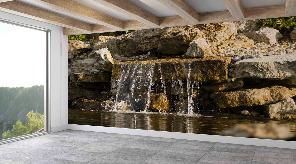 Waterfall Water Landscape Mural, Serenity Art Print