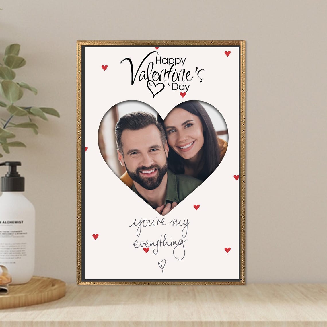 Happy Valentines Day Heart Photo Couple Romantic Gift Art Poster