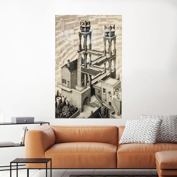 Wedding Decor Reproduction Glass Waterfall Maurits Cornelis Escher Art Abstract Wall Canvas