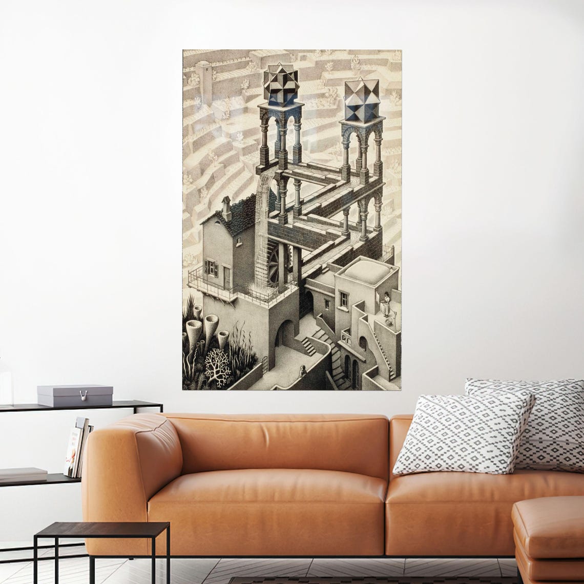 Escher Waterfall Impossible Staircase Lithograph Classic Art Print
