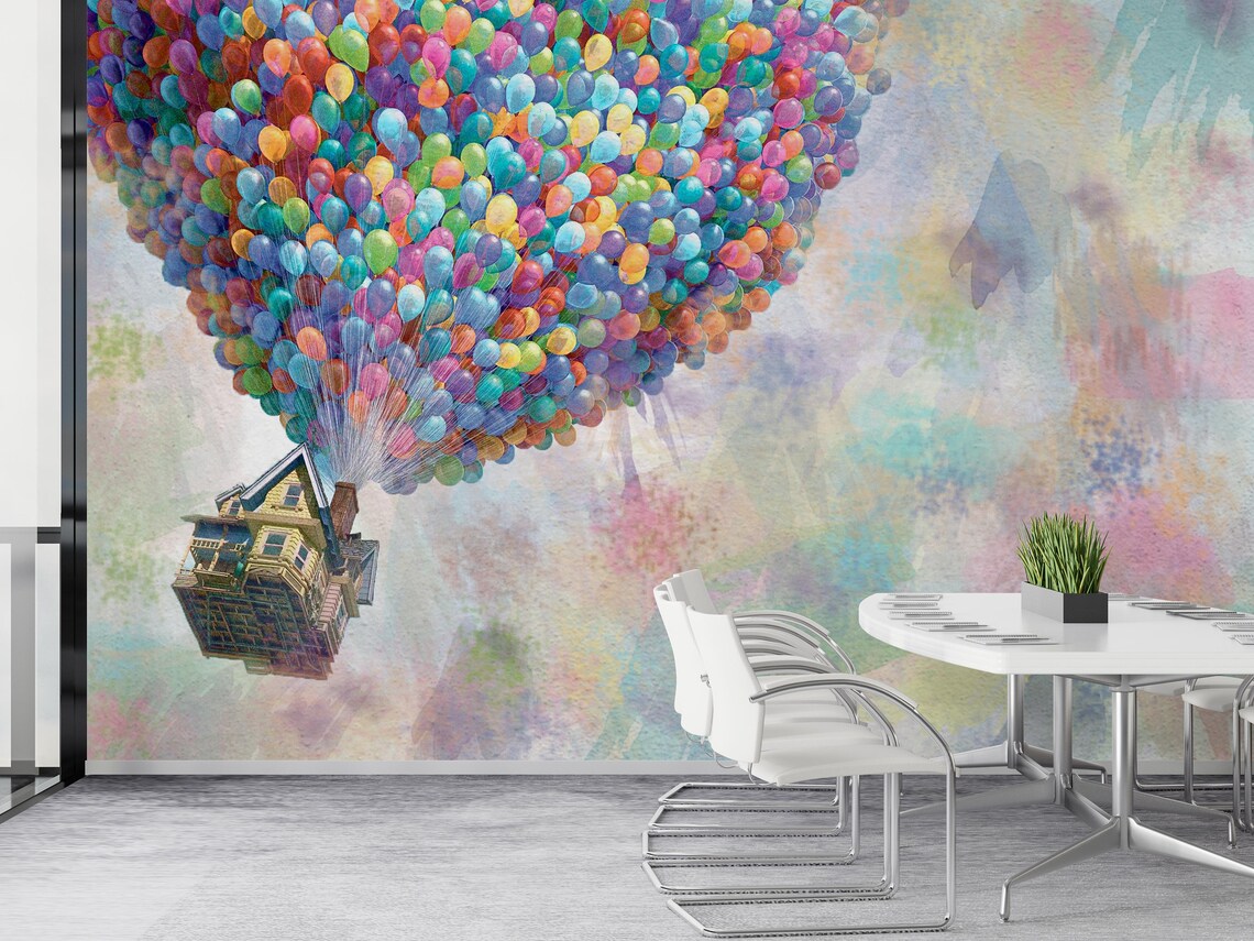 Colorful Balloon House Fantasy Wall Mural