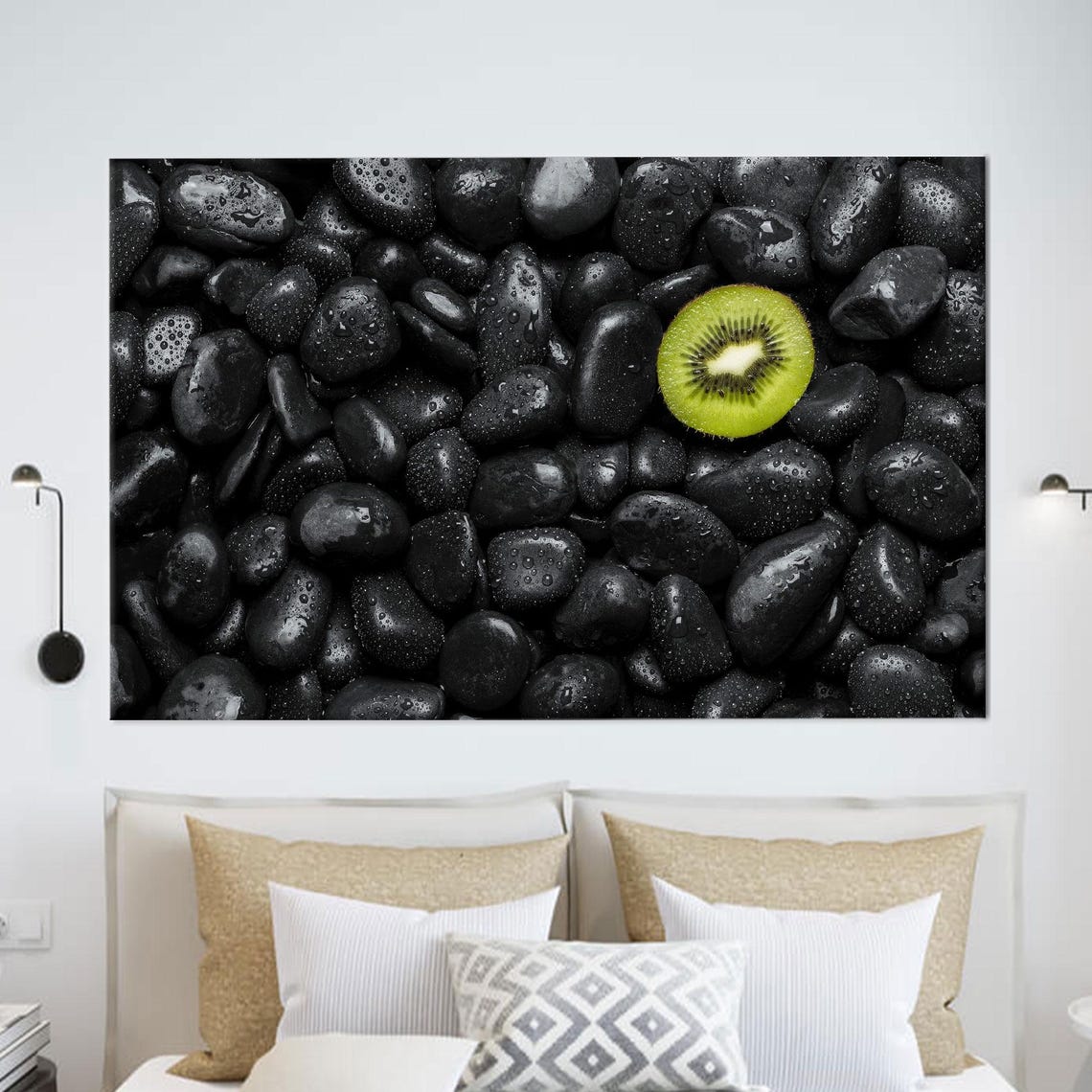 Stone Pattern Art Canvas Fruit Kiwi Printed Modern Wall Decor Valentines Day Gift For Him Personalized