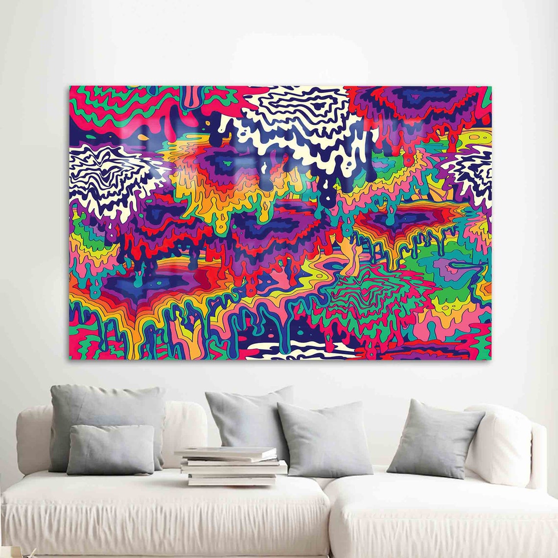 Psychedelic Dripping Rainbow Abstract Trippy Color Art Poster
