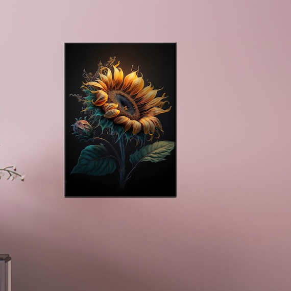 Botanical Canvas Gift Kitchen Decor For Her Modern Print Sunflower Office Art
