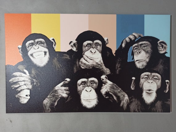 Monkeys Painting Monkey Art, Animal Abstract Poster