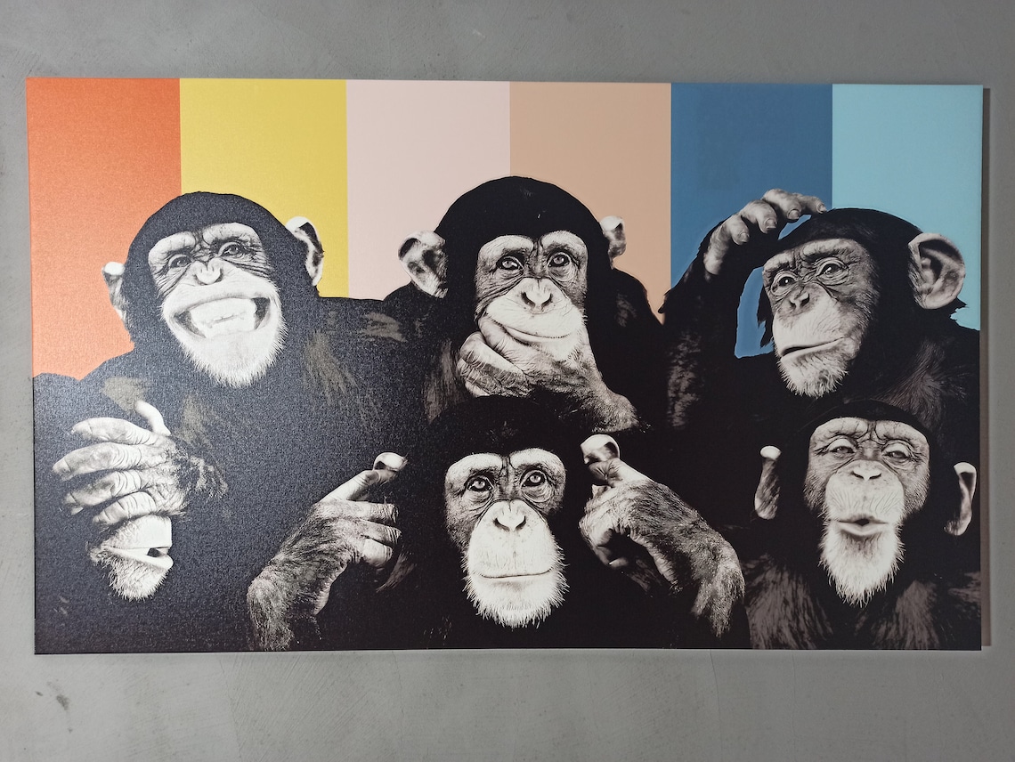 Monkeys Painting Monkey Art, Animal Abstract Poster